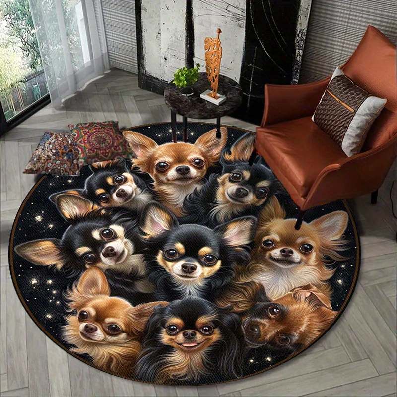Commercial Printing House - Tapis rond imprimé Chihuahua à fourrure