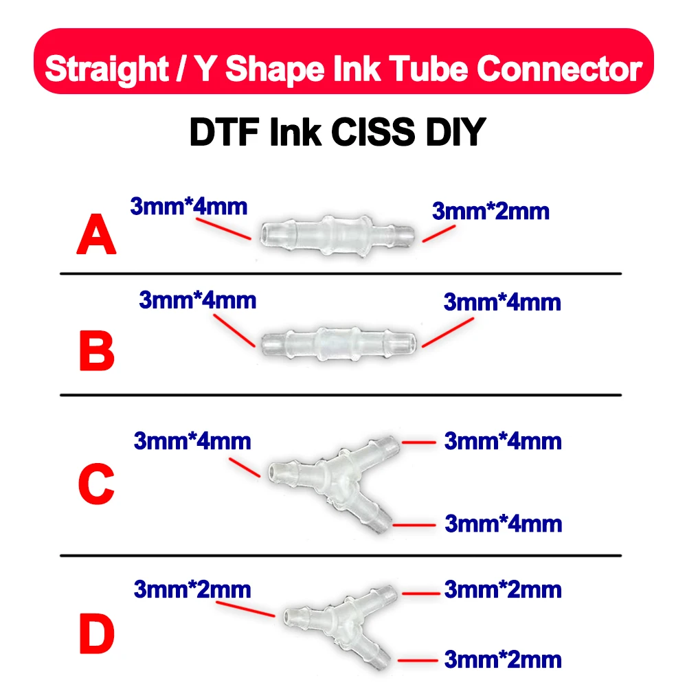 Dtf Printer Machine - Connecteur de tube d'encre droit/en forme