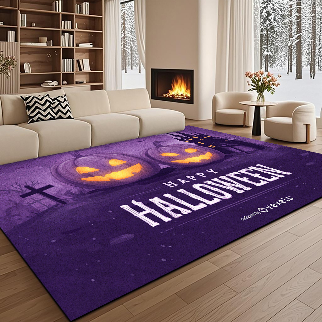 Commercial Printing House - Tapis rectangulaire violet pour Halloween, motif